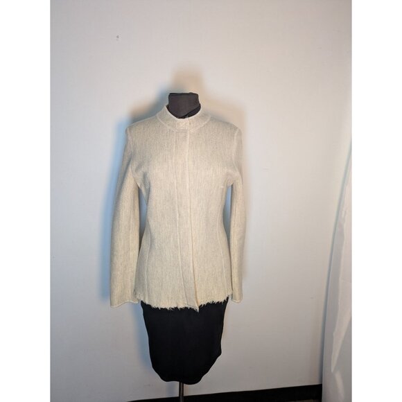 Capucine Puerari Cream Sweater Jacket Wool Blend, Size 2 - Picture 3 of 10